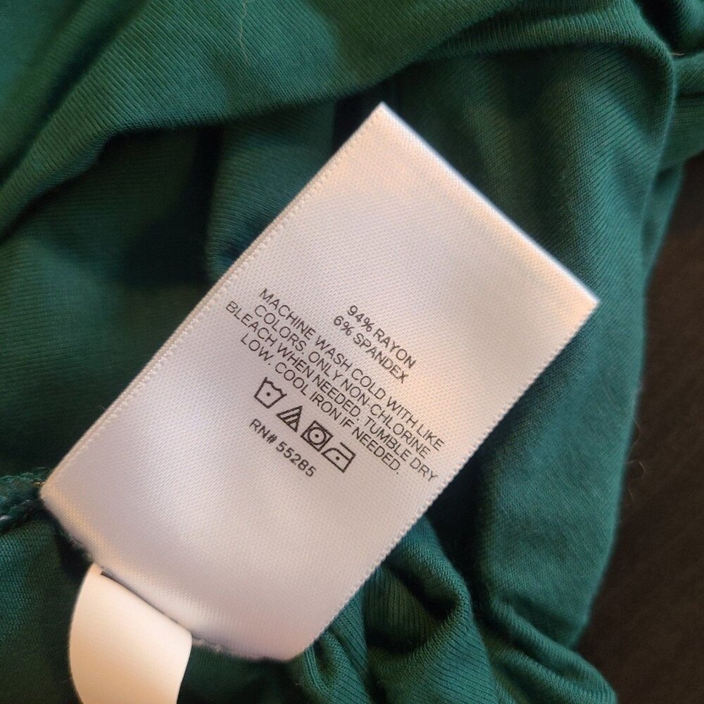 Express Solid Ruched Twist Front Long Sleeve TeeTeal Green Size Small NWT - Picture 8 of 8